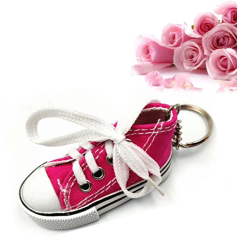Customizable Mini simulation pvc 3d rubber canvas shoes keychain soccer  sports shoes car personalized keychain creative gifts