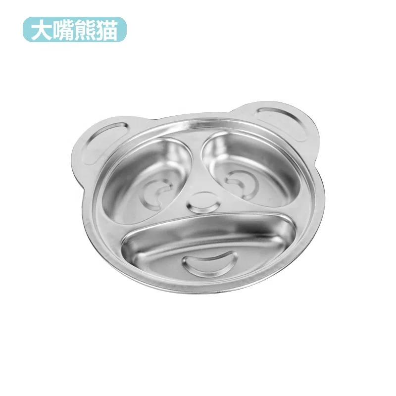 stainless steel 304 kids food plate trays with multi compartments