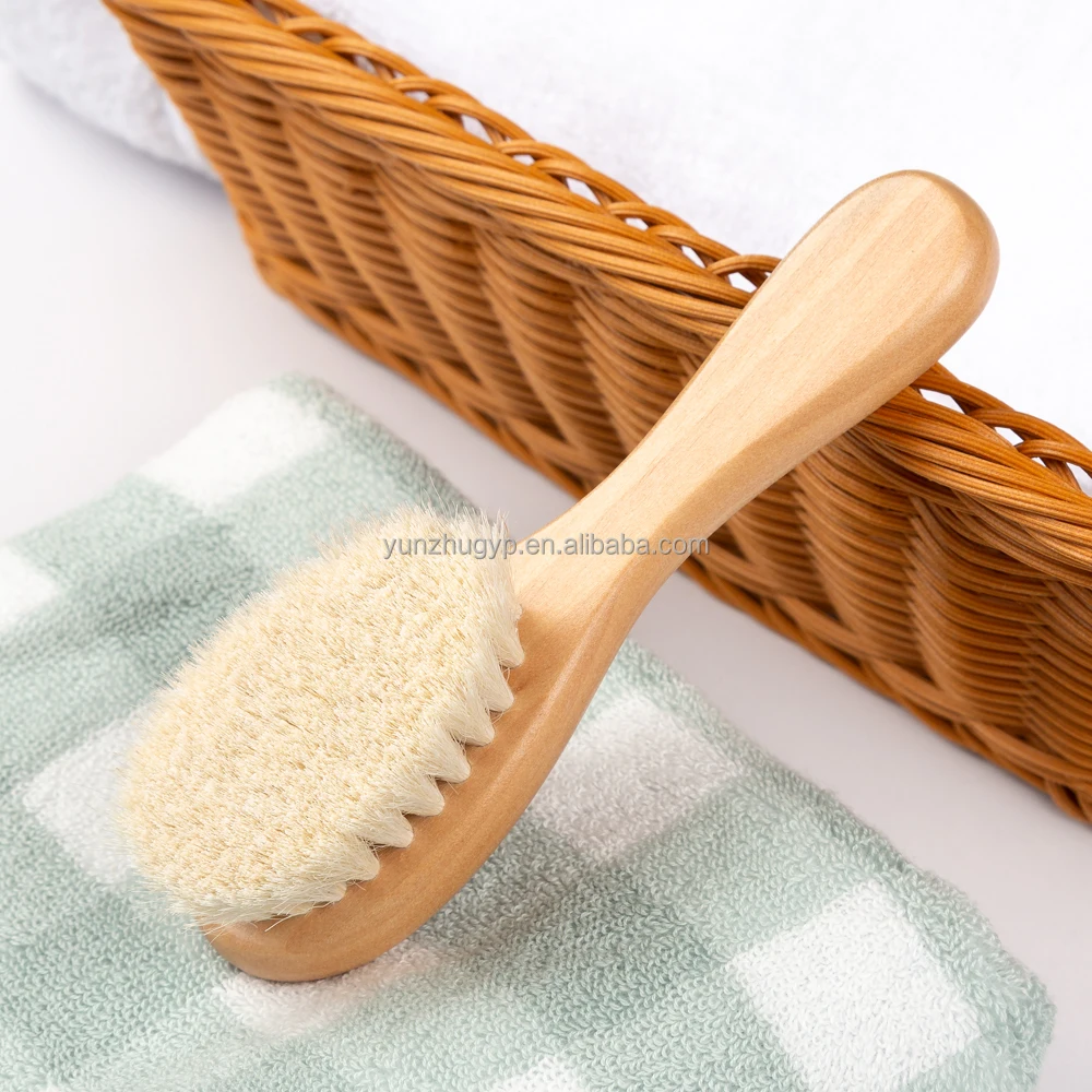 Wooden Baby Brush for Set of Natural Goat Child Hair Brush
