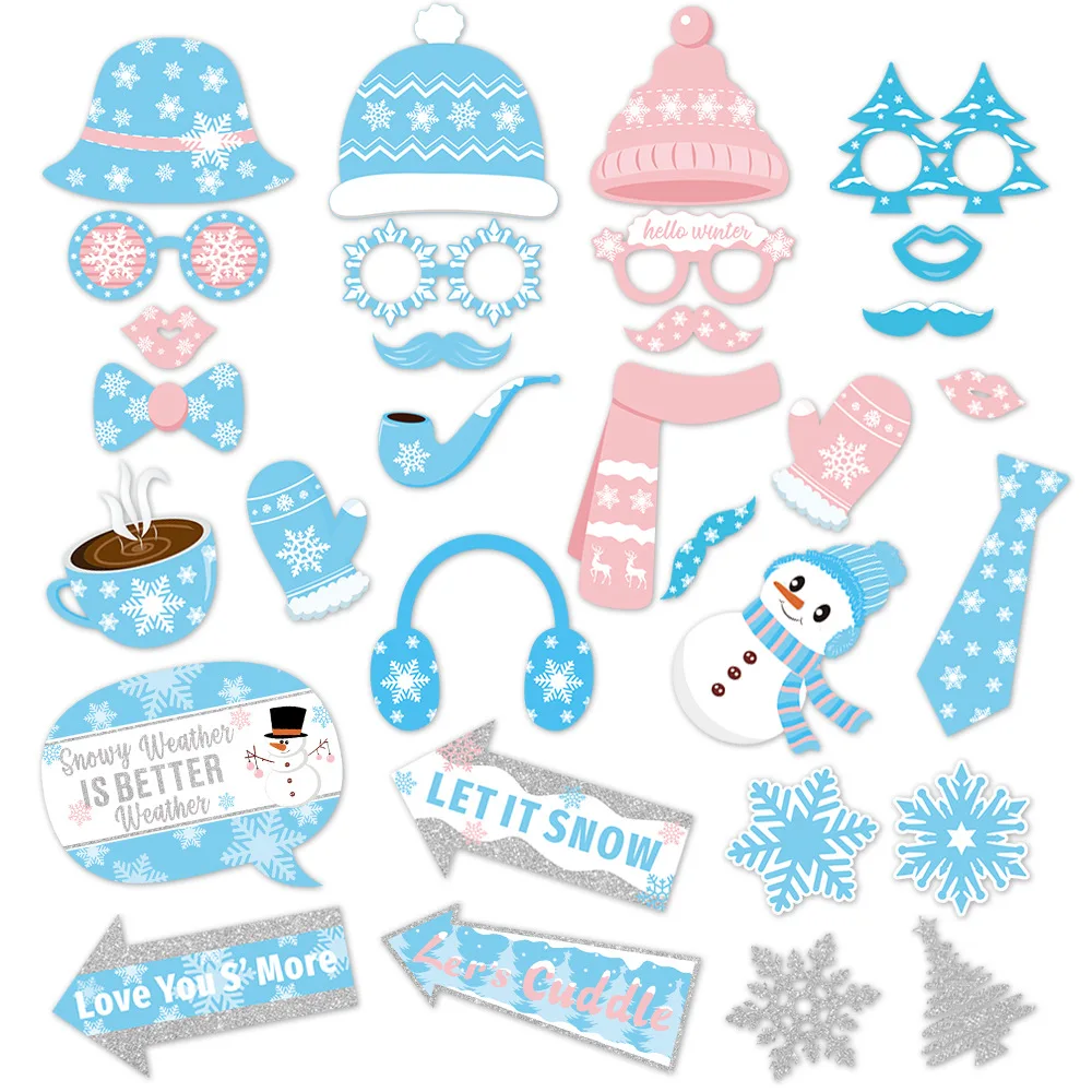 New snowflake snowman photo props wedding party decoration props photo booth