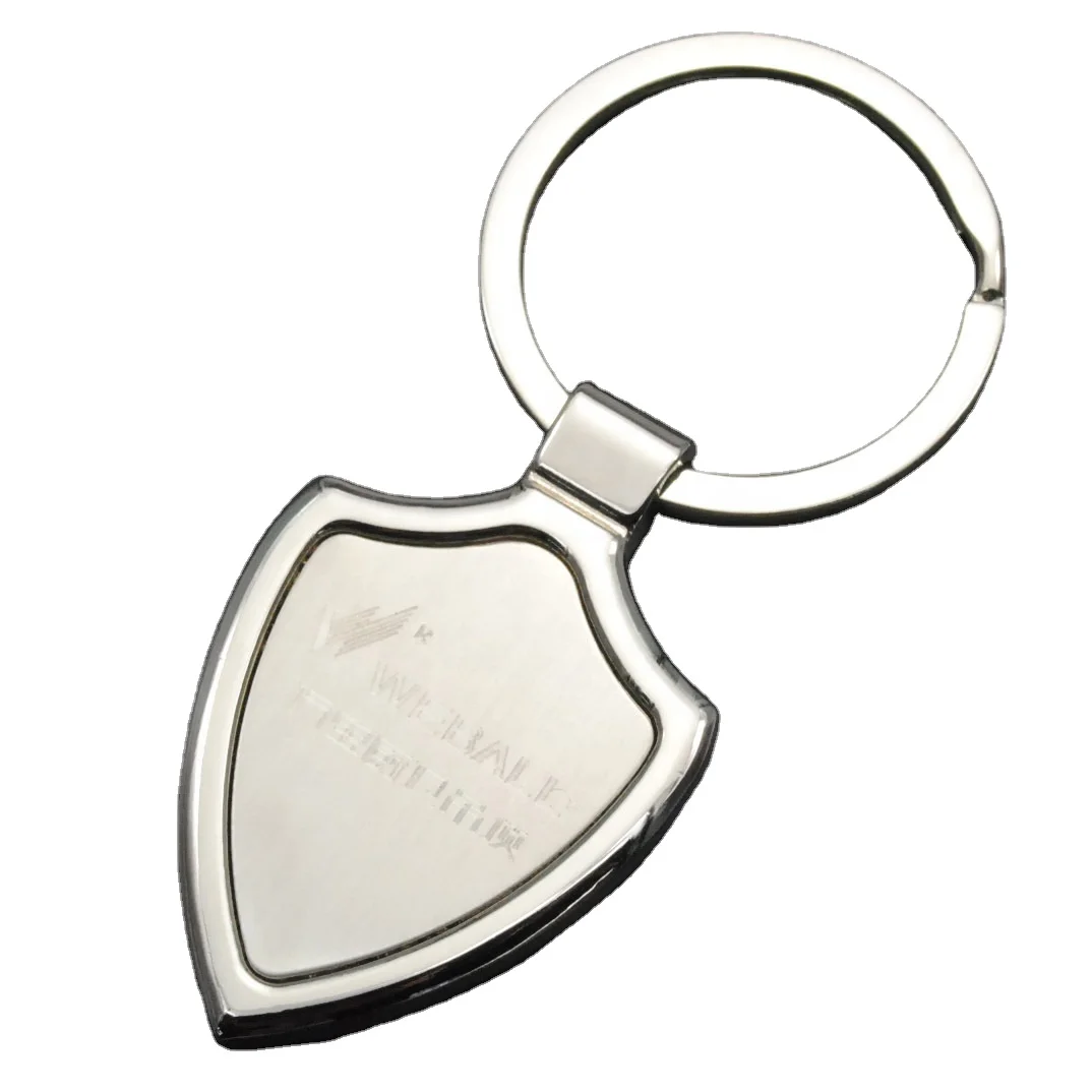 promotion shield shape metal keyring blank keychain