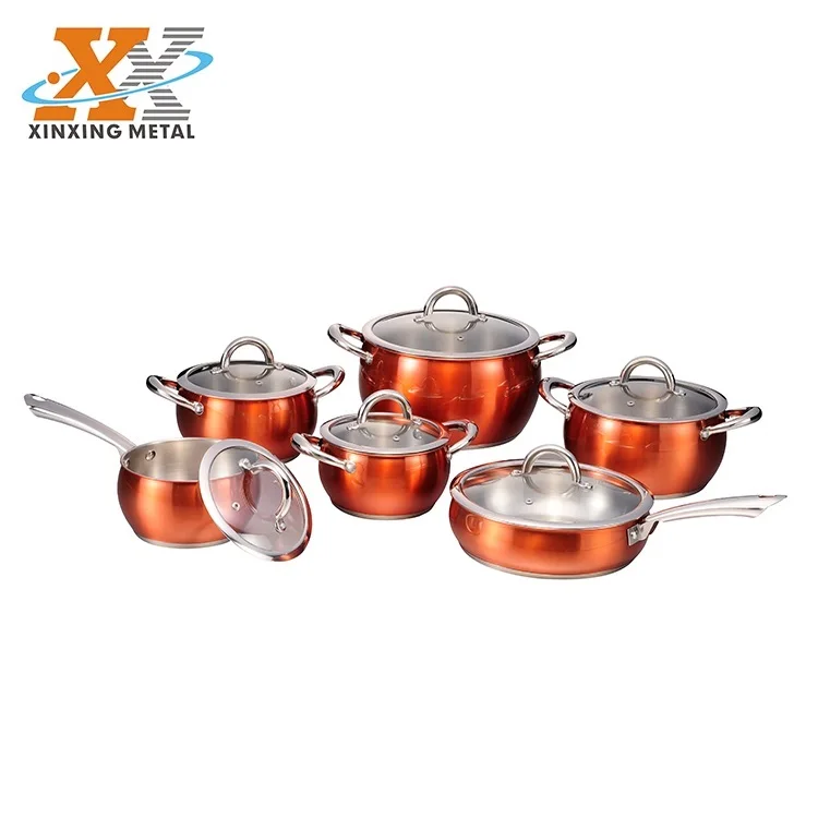 Hot Sale Cook Set Pots Pans Sets Stainless Steel Cookware Set 12Pcs Cookware