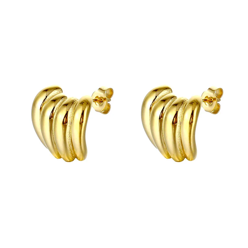Wholesale Shop Custom Luxury Fashion Jewelry Earrings Stud Fruit Design 18K Gold Plated Sliver Stainless Steel Banana Earrings