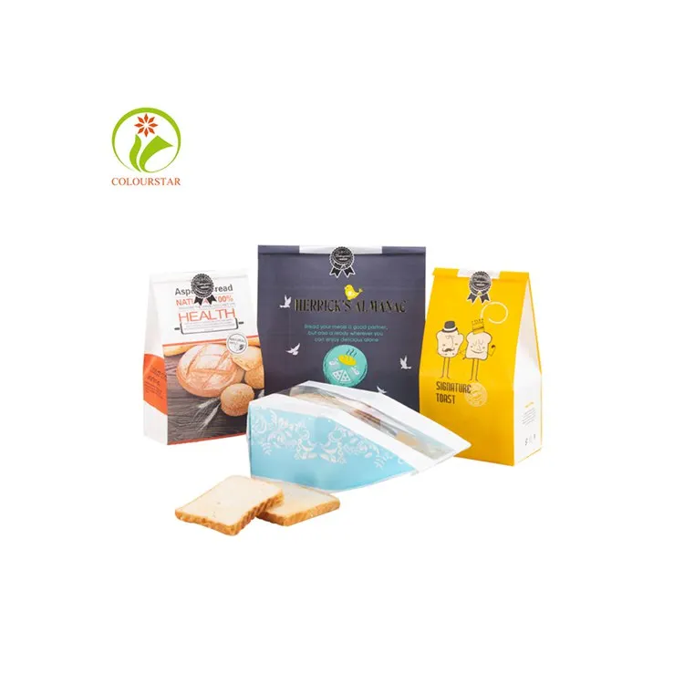Design Custom Logo Printed Kraft Craft Wax Laminate Bread Paper Bag For Bread
