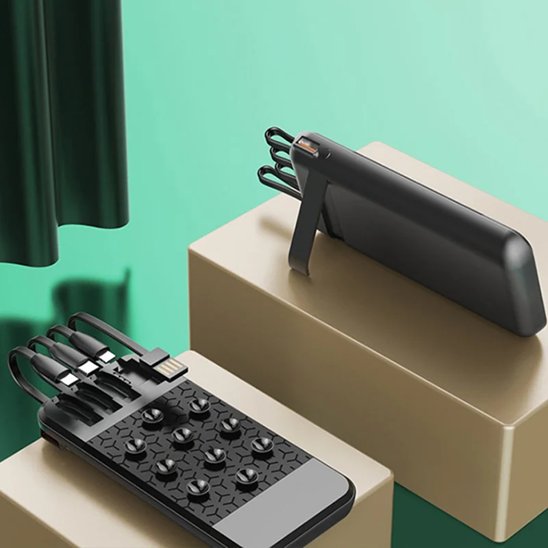 Wholesale Promotional Gift Mini Sucker Charging Bank Charger 10000 mAh Multifunction Mobile Power Bank With Line & Bracket