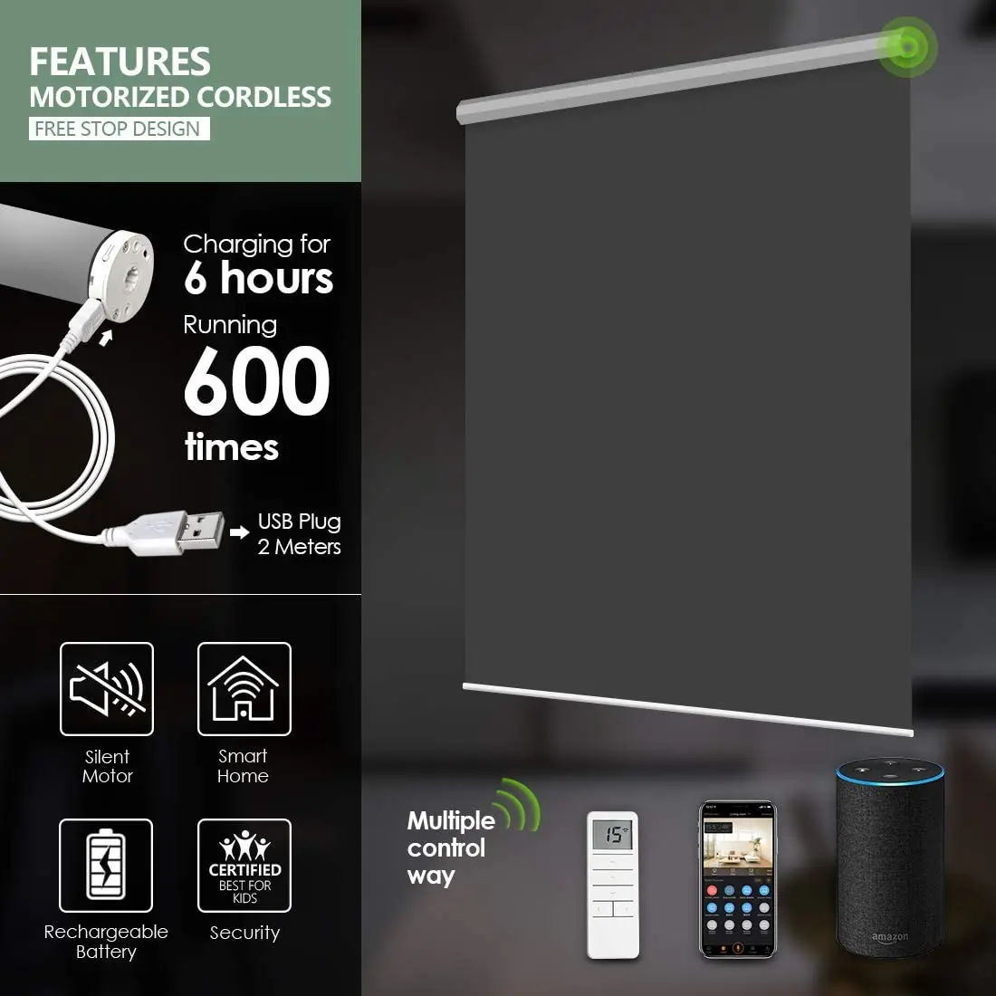 Индивидуальный моторизованный пульт дистанционного управления автоматический Светонепроницаемый Электрический роликовый шторный двигатель