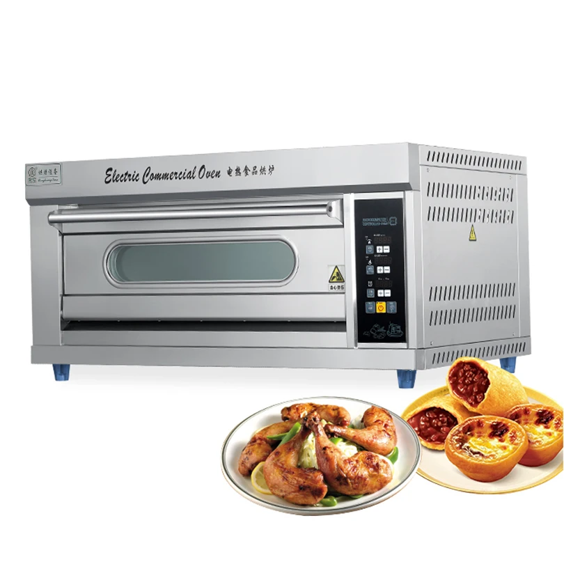 220/380V micro-computer control panel stainless steel stone oven bread 1 deck 2 trays electric oven