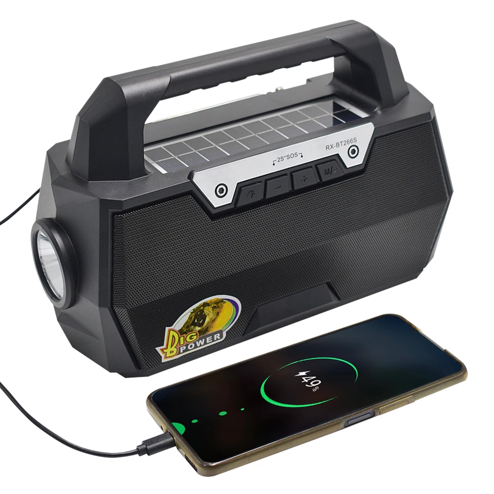 Большой динамик на солнечной панели портативный FM-радио SOS фонарик домашнее радио USB TF музыкальный плеер для Южной Америки и
