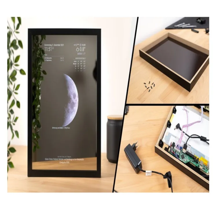 Custom Nonconductive One/Two Way Smart mirror Touchscreen glass for LCD LED Display