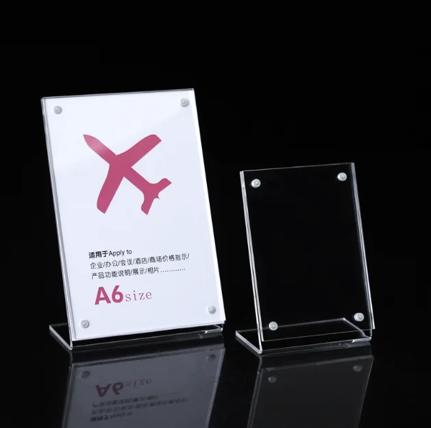 Tabletop Menu A4 A5 A6/custom Size L Shape Transparent Display Stand Slanted Plastic Acrylic Sign Holder 8.5 X 11