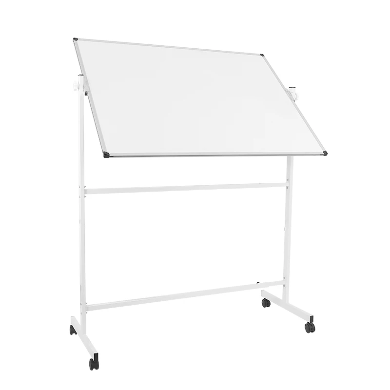 OEM Factory Wholesale 90x120CM Mobile Whiteboard Easel 360 Rotation Height Adjustable Steel Magnet Plastic Stand Lockable Wheels