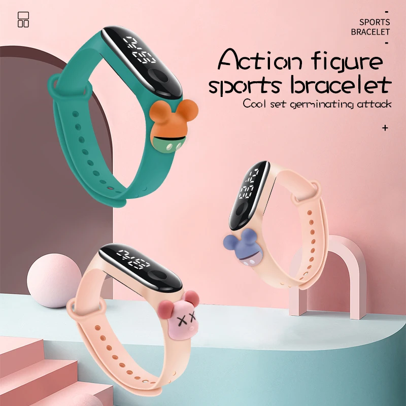 Toy Wrist band Sports Screen Belt Silicone Bracelets Led Digital Watches Rubber G Shock For Boys Mini Analog Cartoon Watch