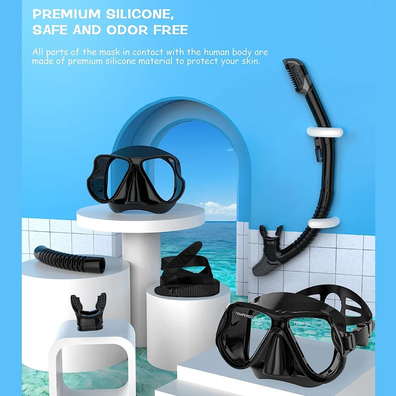 Snorkel Face Mask Scuba Diving Equipment Professional Silicone Diving Mask Set Anti Fog Dive Mask