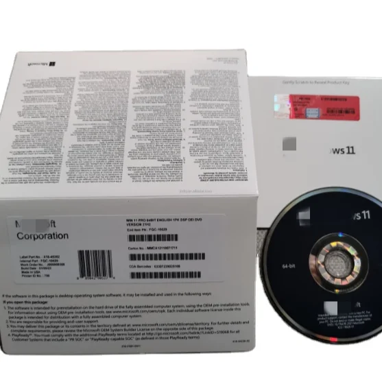 Оригинальная компьютерная система MS winndows 11 pro 64 bit sticker Winndows Pro DVD OEM полная упаковка программного