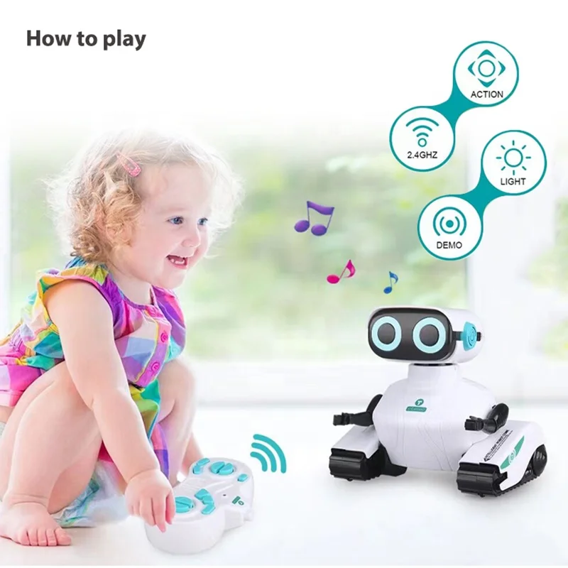 2.4G R/C 4 Channel Remote Control Robot With Sound And Lights Electric Mini Intelligent Robot Smart RC Robot Toys For Kids