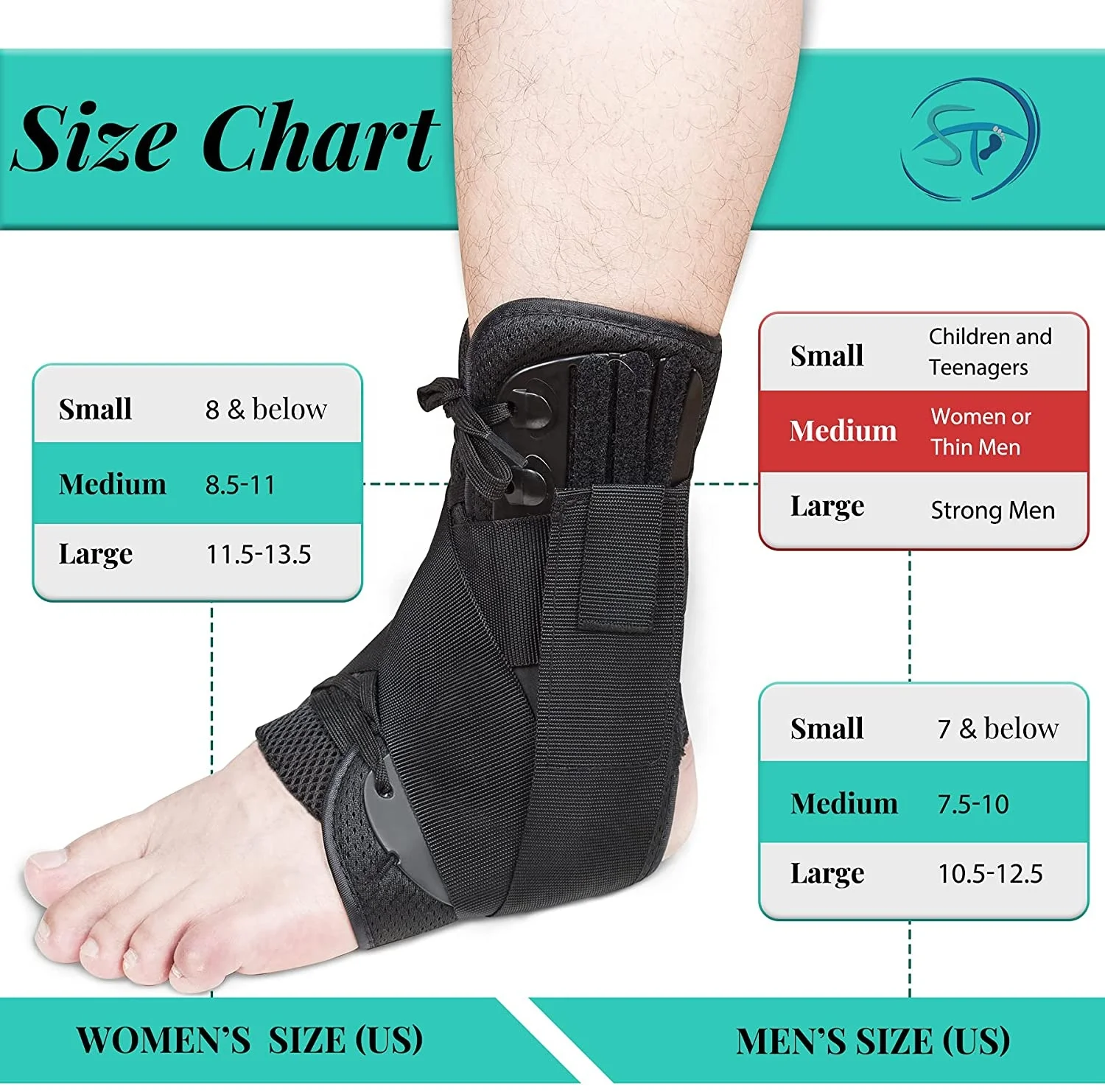 New Update Ankle Brace for Women & Men Lace Up Braces with Stabilizers Perfect Fit of Stabilizer Sprains