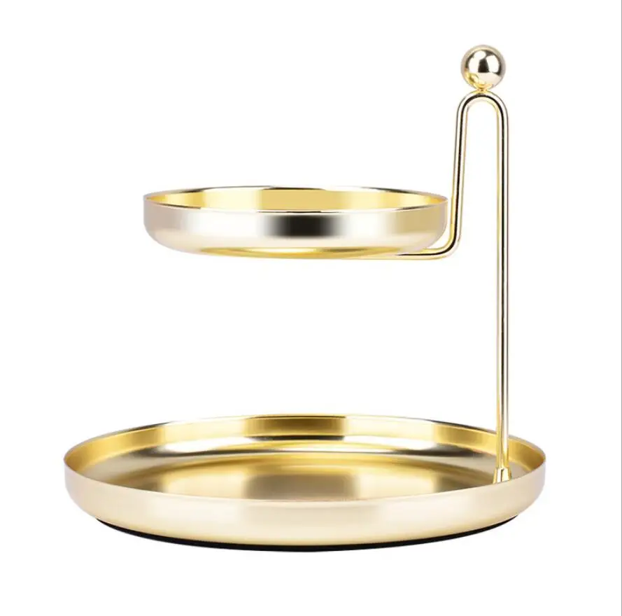 Nordic Style Double Layer Desktop Finishing Tray Small Metal Storage Trays