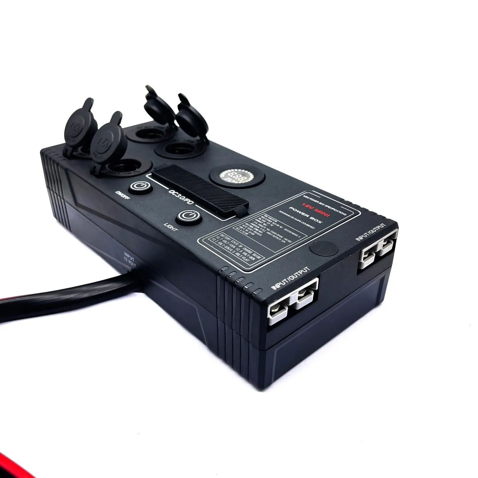 12V Mini Power Box - 2 x Anderson, 6 x USB & 3 x Cig Sockets battery  box