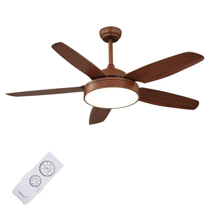 Low Power Comsmuption 35w Decoration Hotel Industrial 5 Blades LED Ceiling Fan With Light