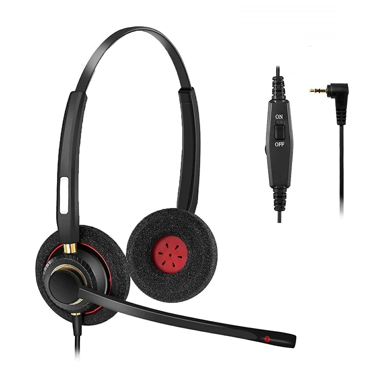 Binaural 2.5mm Headset for office Cordless Phone