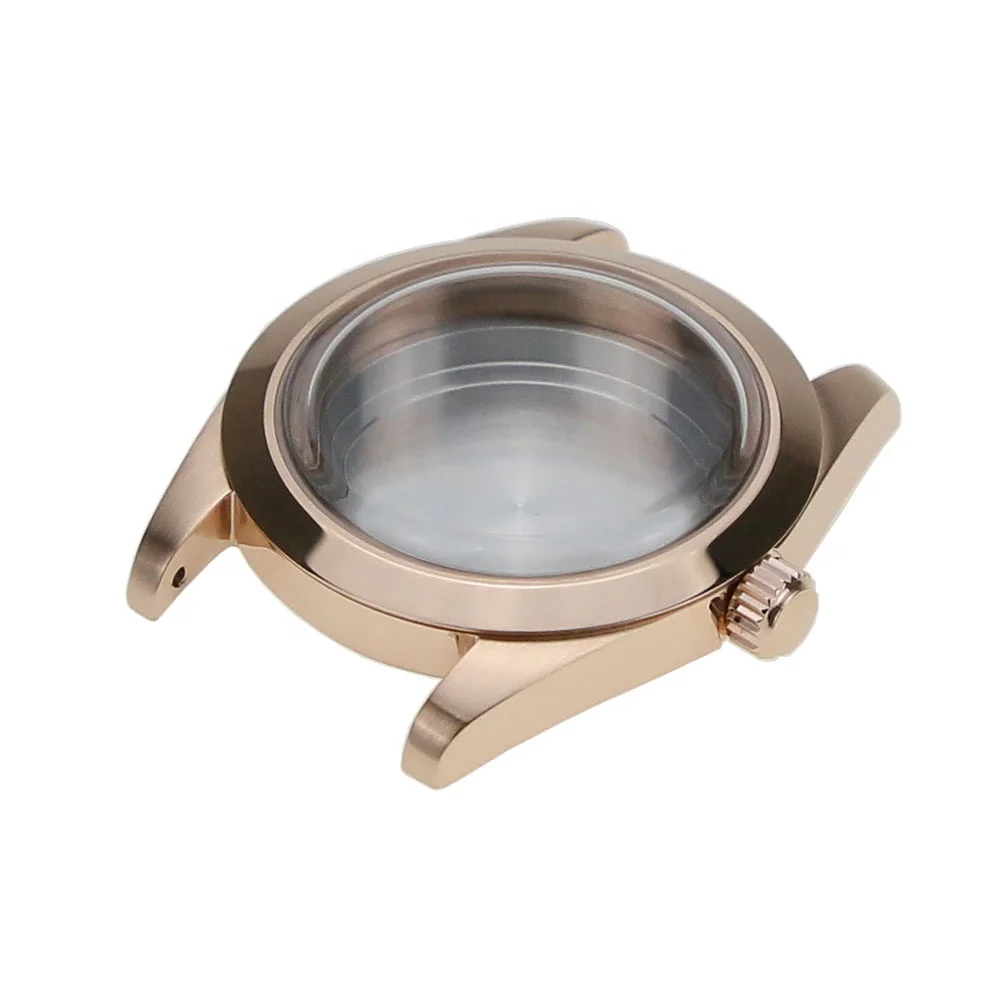 316L Stainless Steel Factory Price Fit NH35 NH36 Movement 38mm  With Top Hat  Glass Pilot Bezel 007 Slim Thin Watch Case