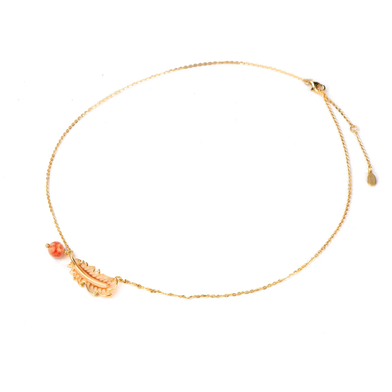 CL Necklace Sets For Women Jewelry 18k Gold Plated Strawberry Quartz Feather Necklace