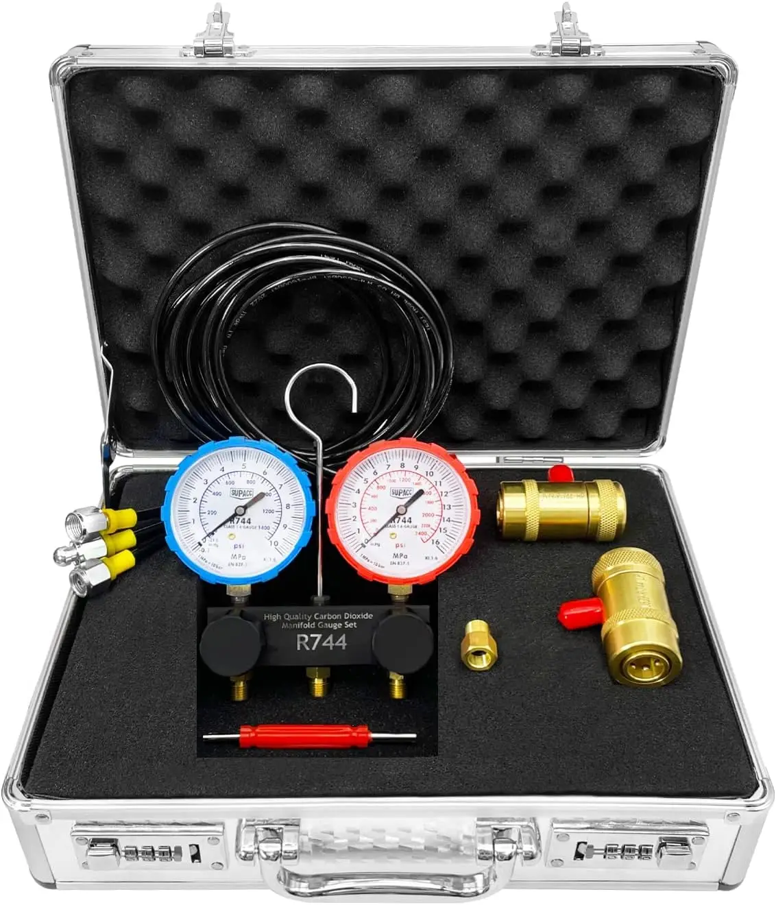 R744 DIGITAL Manifold gauge set  Aluminum Valve connection 1/4  Refrigerant Charging Tool Electronic Pressure regulator
