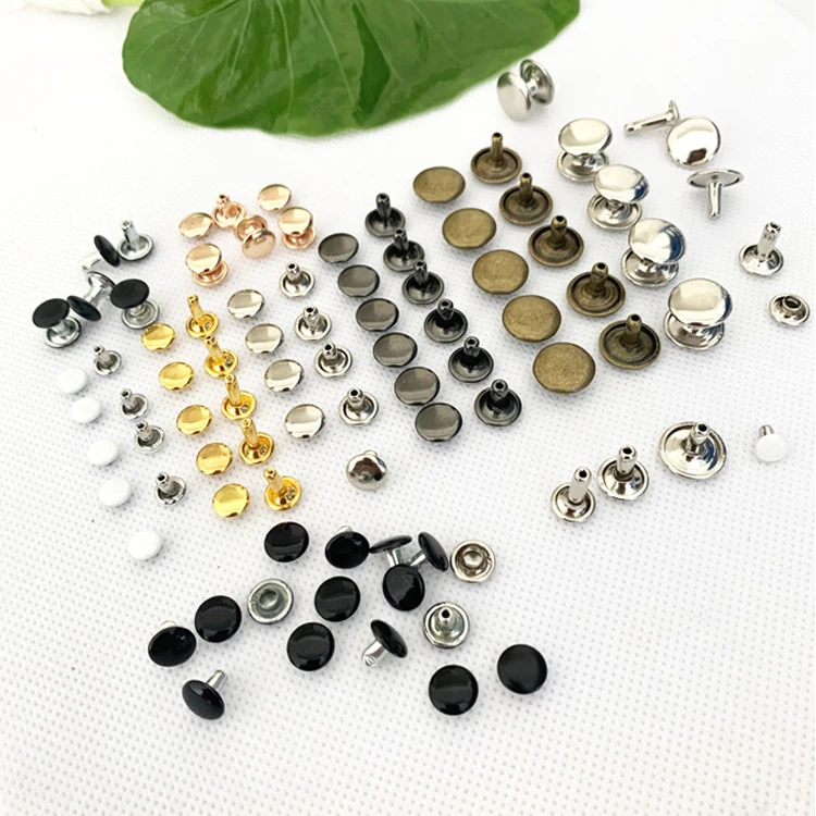 Wholesale brass iron material double hat round fast rivet metal bag with hand bag paper box fixed double-headed rivet