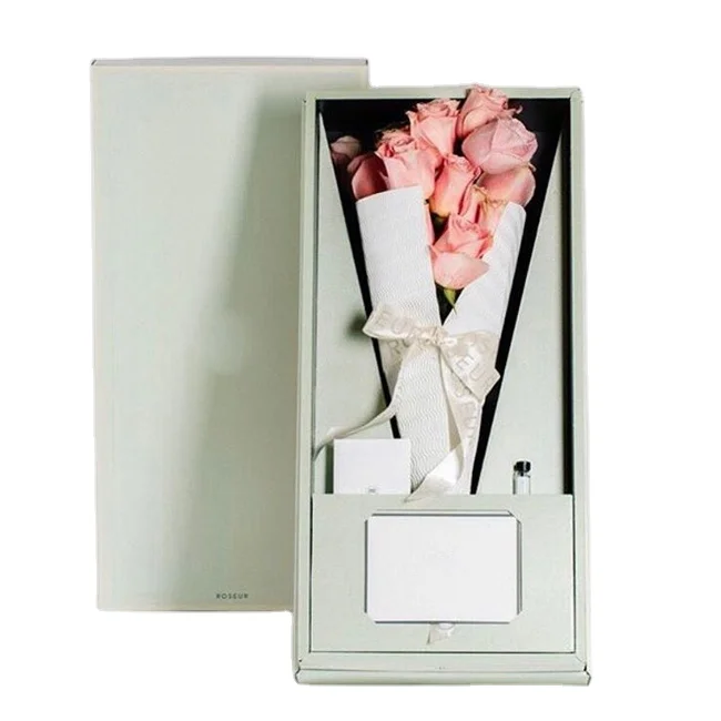 Set high quality exquisite gift box flower turnover box packaging square wedding bouquet rose box for flower shipping packaging