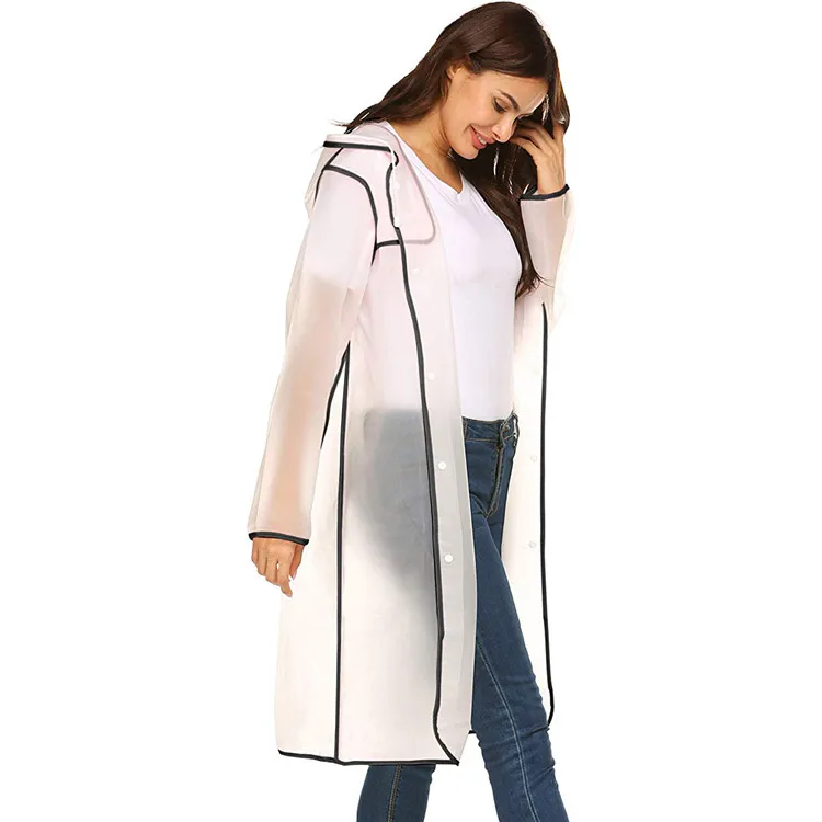 
Clear EVA Fashion Girl Trench Hood Transparent Rain Coat 