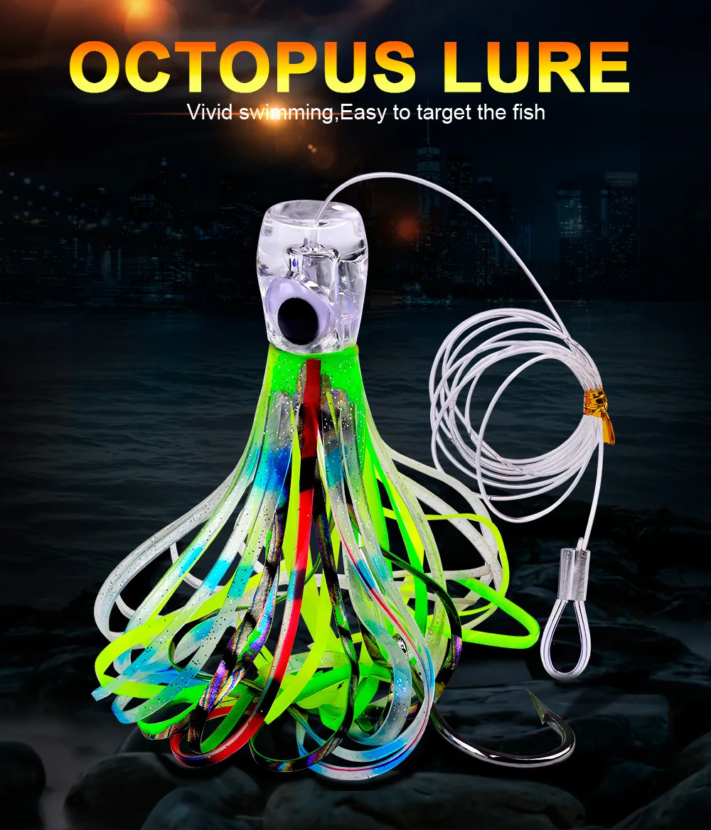 Wholesale 6.5 inch 9 inch Squid Skirt Bait Fishing octopus trolling Lure tuna chugger bait for sea fishing