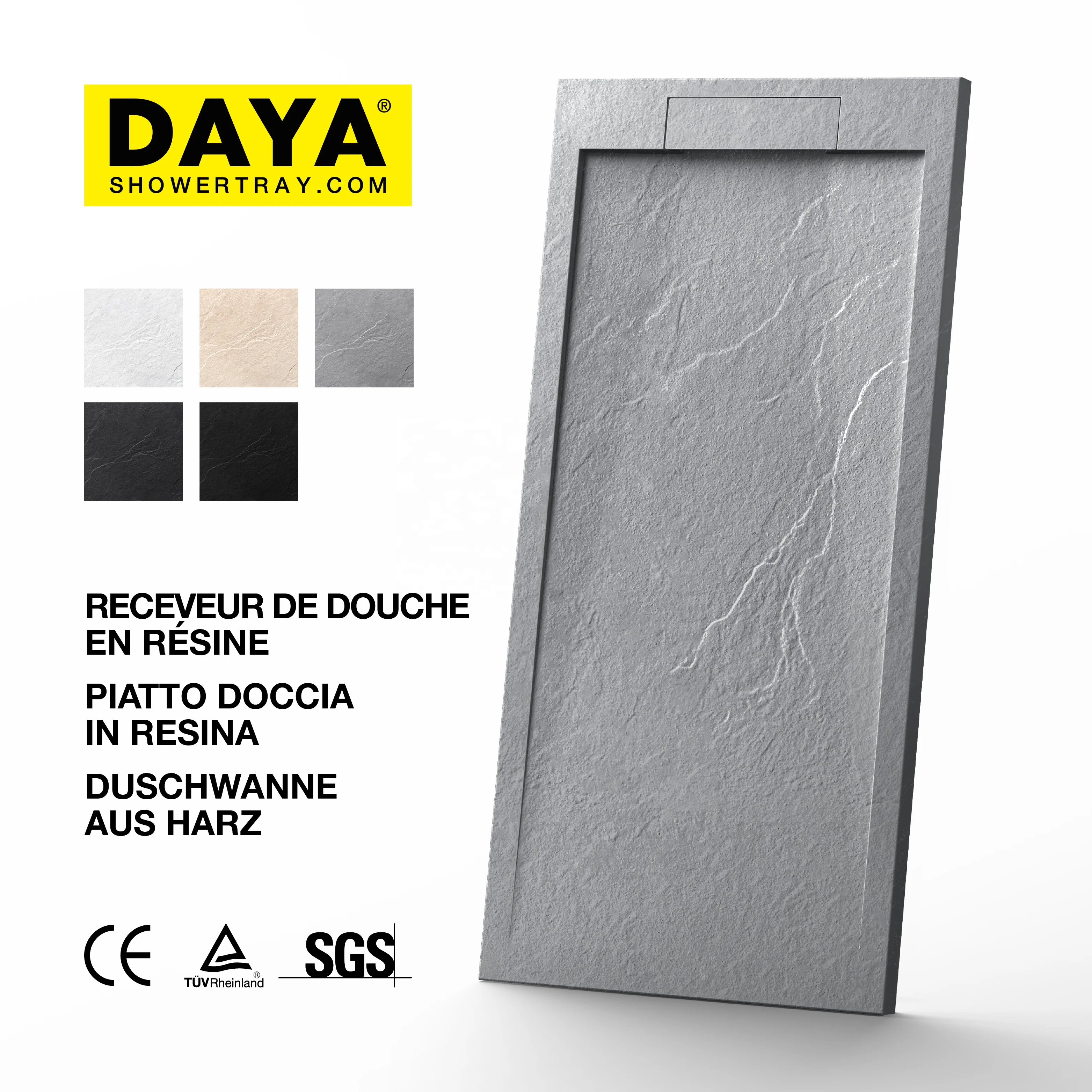 Portable resin villa shower base poly marble toilet shower tray