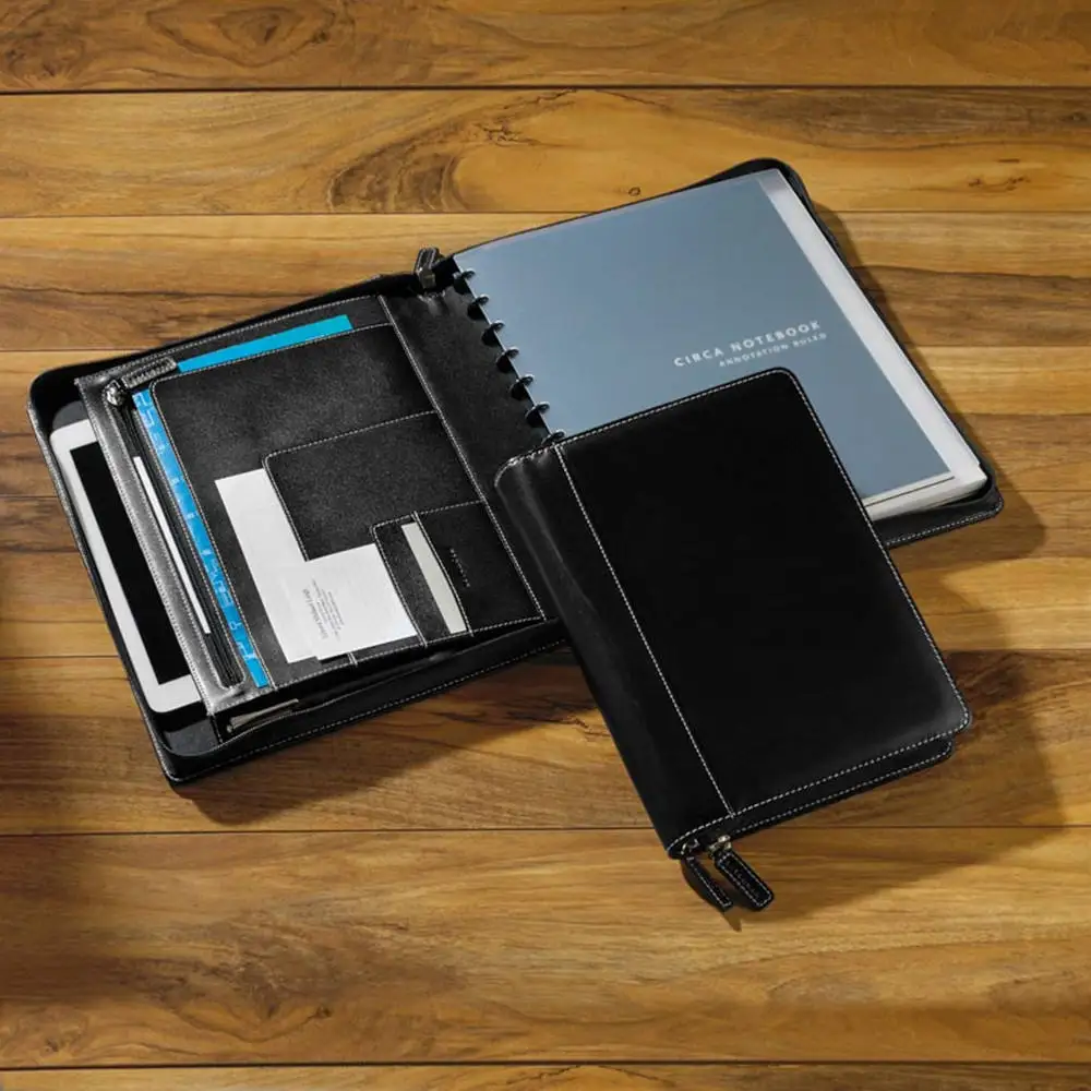 Personalized Design Padfolio Documents File Holder Organizer Leather Zipper Portfolio