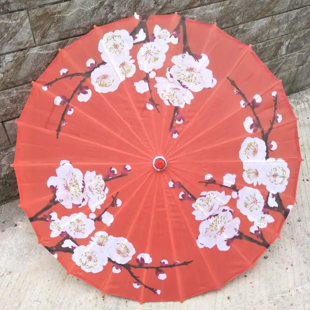 Japanese wedding favor gift silk wood umbrella custom Colorful oil paper umbrella flower straight bamboo frame oilpaper parasol