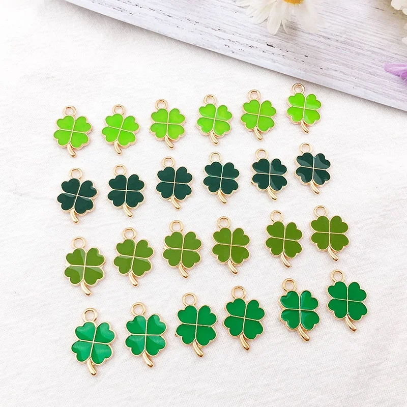 Fashion Suyao Lucky Green Shamrock Charm Pendants Assorted Four Leaf DIY Enamel Pendants for Jewelry Making Accessories Charms