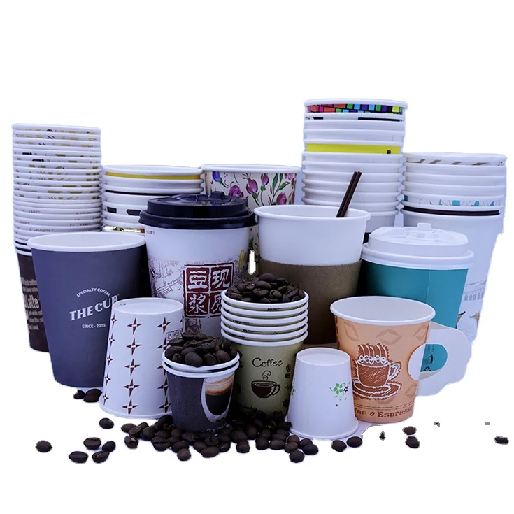 
Amazon best quality 100pack hot sale paper coffee cup with pp ps lid and sleeve customized logo brand wholesale factory export. 