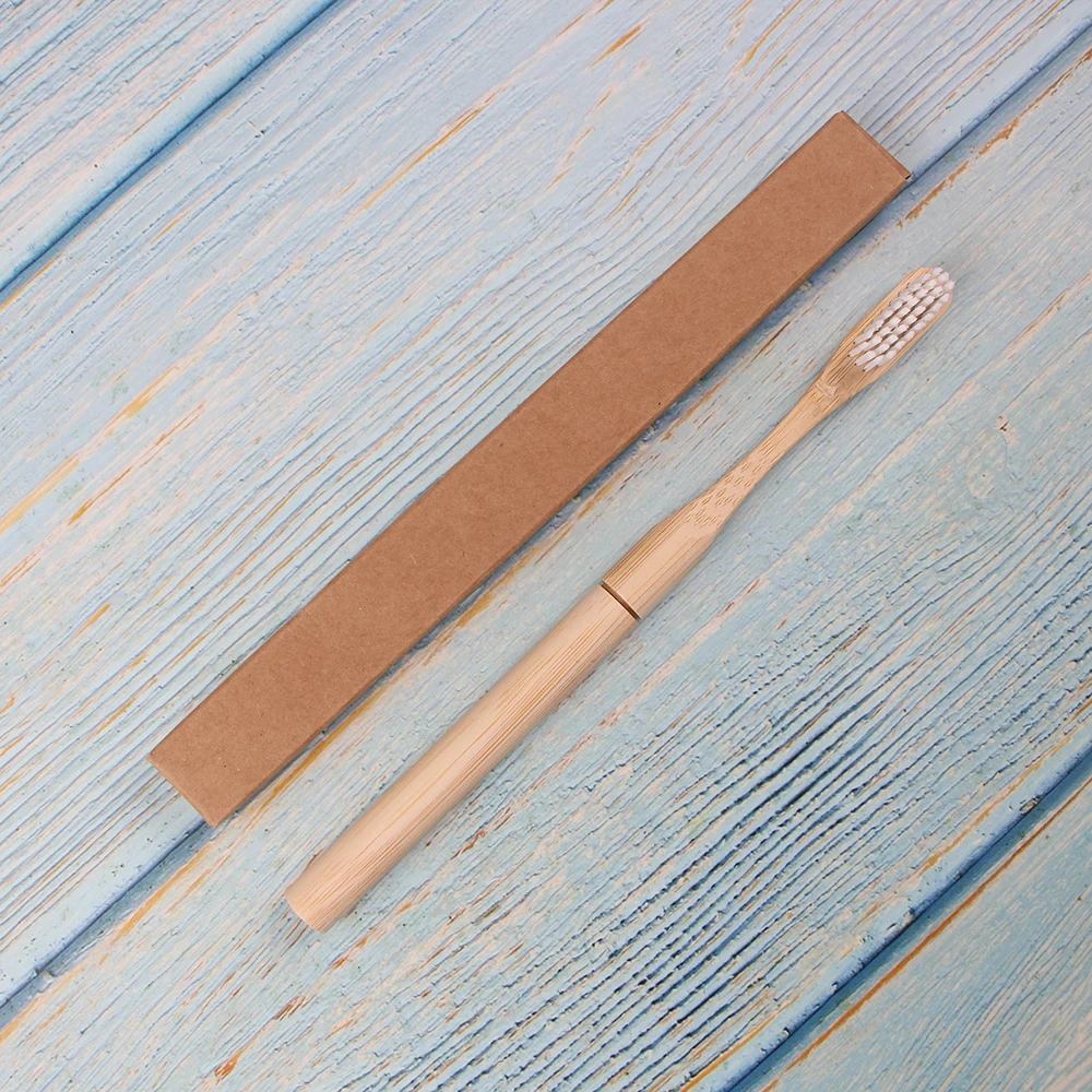 Eco-friendly Bamboo Traveling Portable Tooth Brush Biodegradable Oral Heads Travel Case Toothbrushes With Medium Bristle