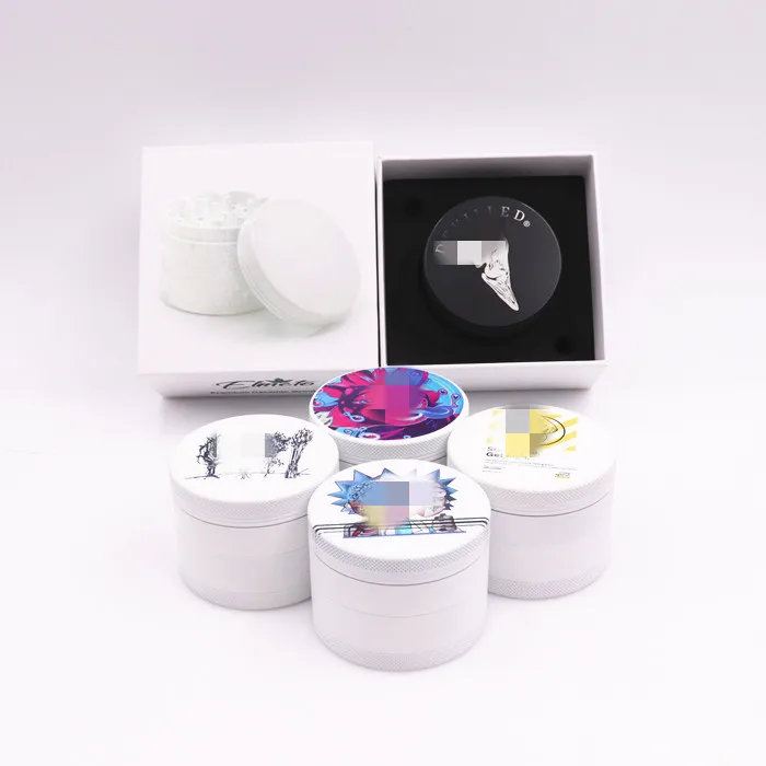 wholesale no stick 63mm ceramic grinder 4 piece Ceramic herb grinder tobacco smoking aluminum grinder custom logo