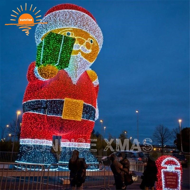 3D large outdoor commercial giant LED  lighted huge Christmas santa claus christmas decorations for shopping centre