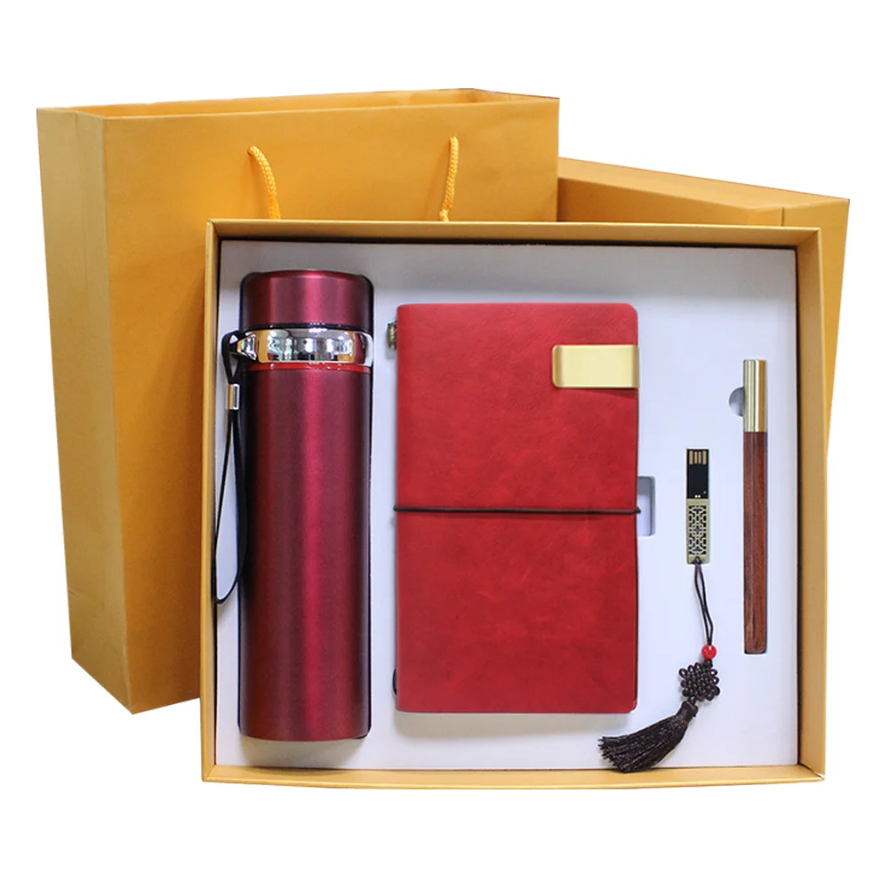 Custom logo Business Office USB flash drive notebook power bank pen gift set