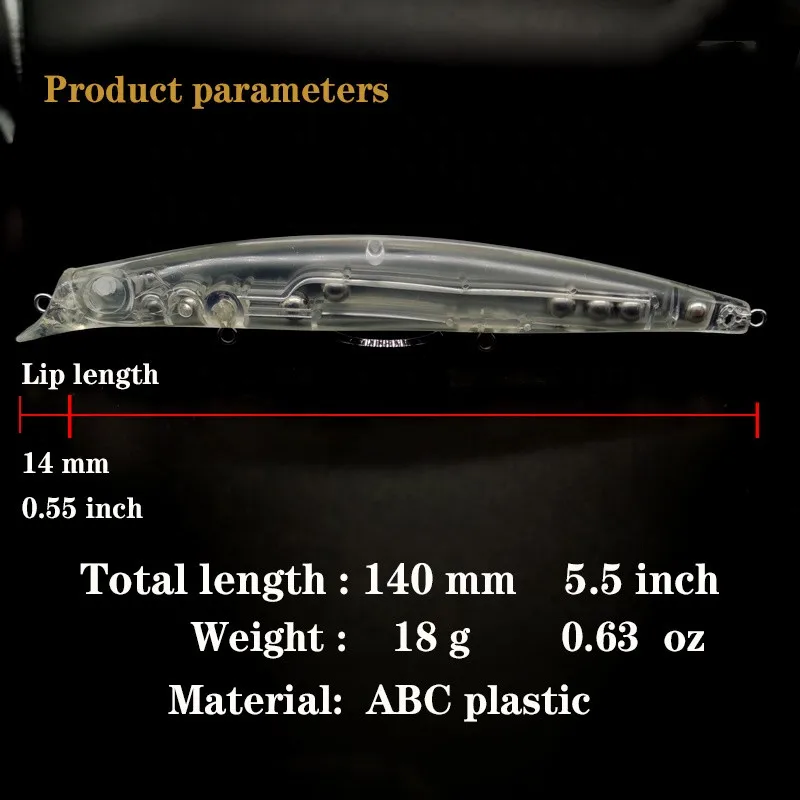 New Blank Lures Unpainted Minnow 140mm 18g Artifical Saltwater Hard Lure Baits
