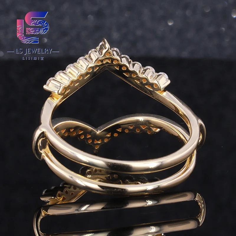 New Product 2mm Diamond 14k Real Solid Yellow Gold Stackable Rings