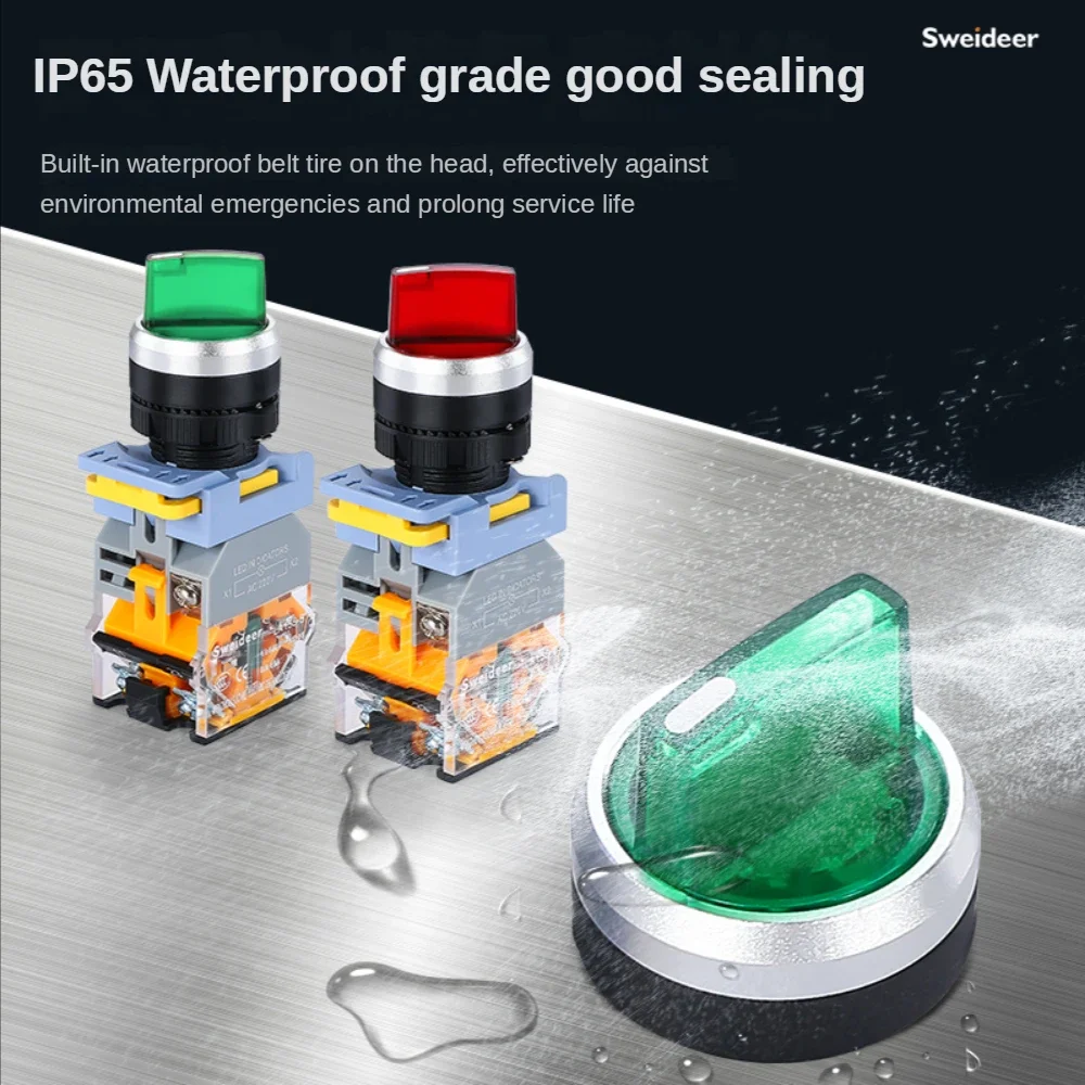 SWEIDEER 22 мм Фиксатор мгновенный 2 3 положения 10A LA38 переключатель поворотный переключатель со светодиодным выключателем питания для механического e