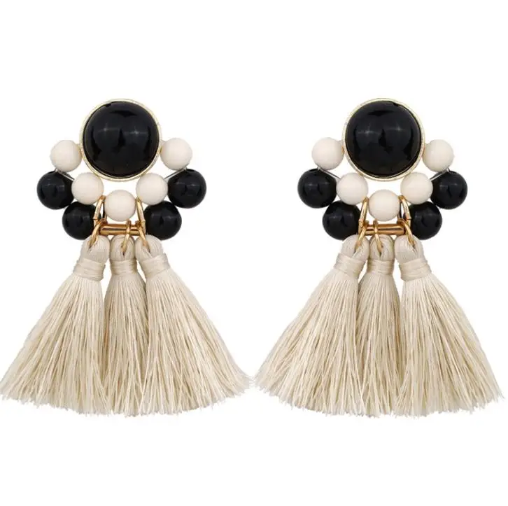 
Exaggerated alloy resinous tassel Bohemian style fashionable popular multicolor earrings LXES6112 