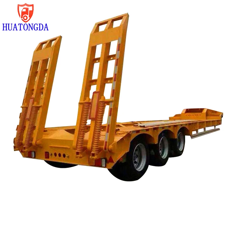 heavy duty equipment trailer low price china low bed truck tri-axle detachable low bed semi trailer