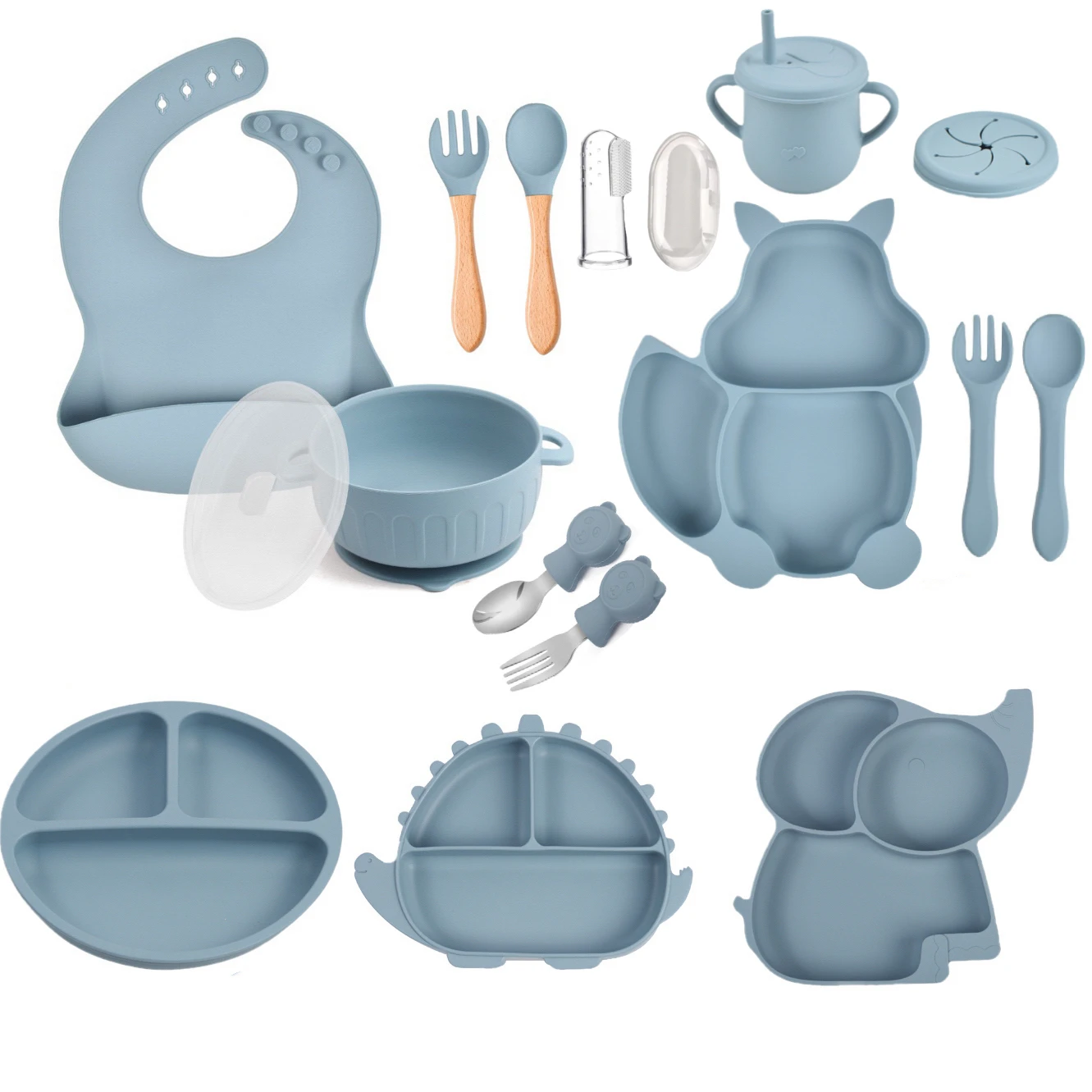 2022 Hot Sale Bpa Free Baby Bowl Baby Plate Silicone Baby Feeding Supplies Set Non-slip Suction Kids Dining silicon bowl