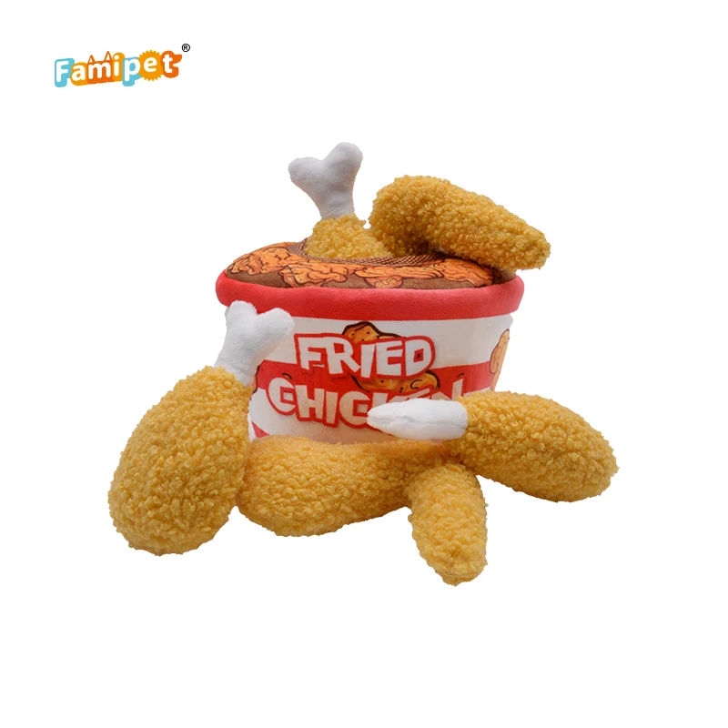 Famipet, оптовая продажа, новый дизайн, серия жареная курица, мягкая игрушка для собак, плюшевая игрушка для питомцев