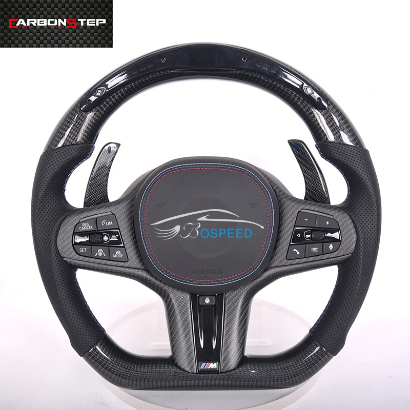 LED Carbon Fiber Steering Wheel For BMW G20 G28 G30 G38 G32 G11 G12 G01 G02 G05 G06 G07 G08 G14 G15 X3M X4M X5M X6M M3 M4 M5 M8