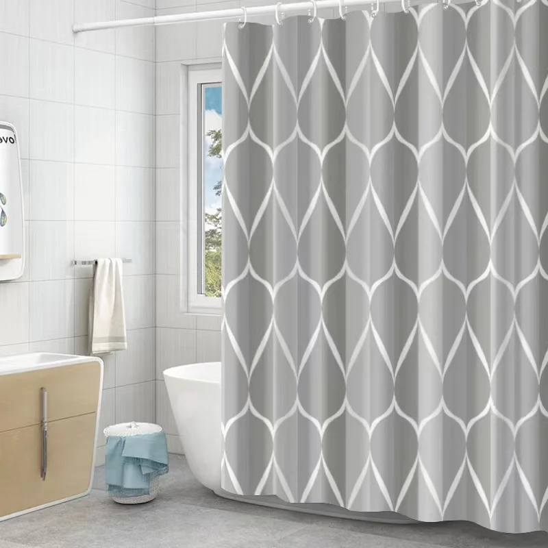 Hot sale simple style 100%Polyester printing Thick waterproof shower curtain for the bathroom