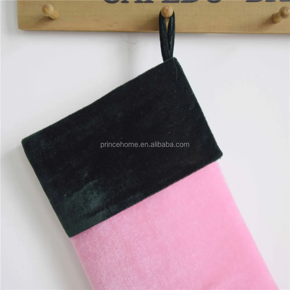 
Hot Sell Pink & Green Velvet Stocking Christmas Stocking 